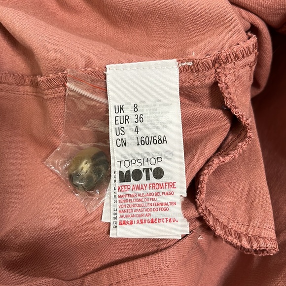 Topshop Moto Dusty Rose Asymmetrical Button Skirt With Pockets - Picture 7 of 8